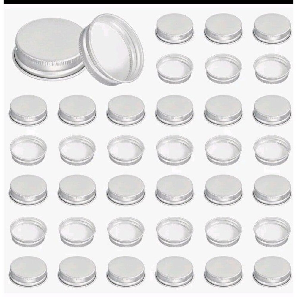 36 Pack 38mm Silver Metal Screw Lids Caps for Glass Jars Mason Bottles.